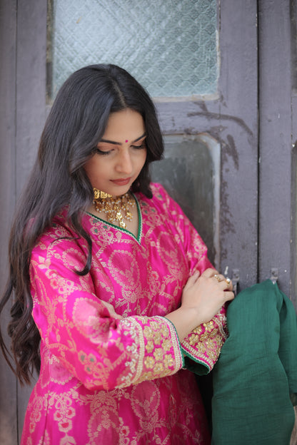 Rani Silk Kurti Set With Dupatta