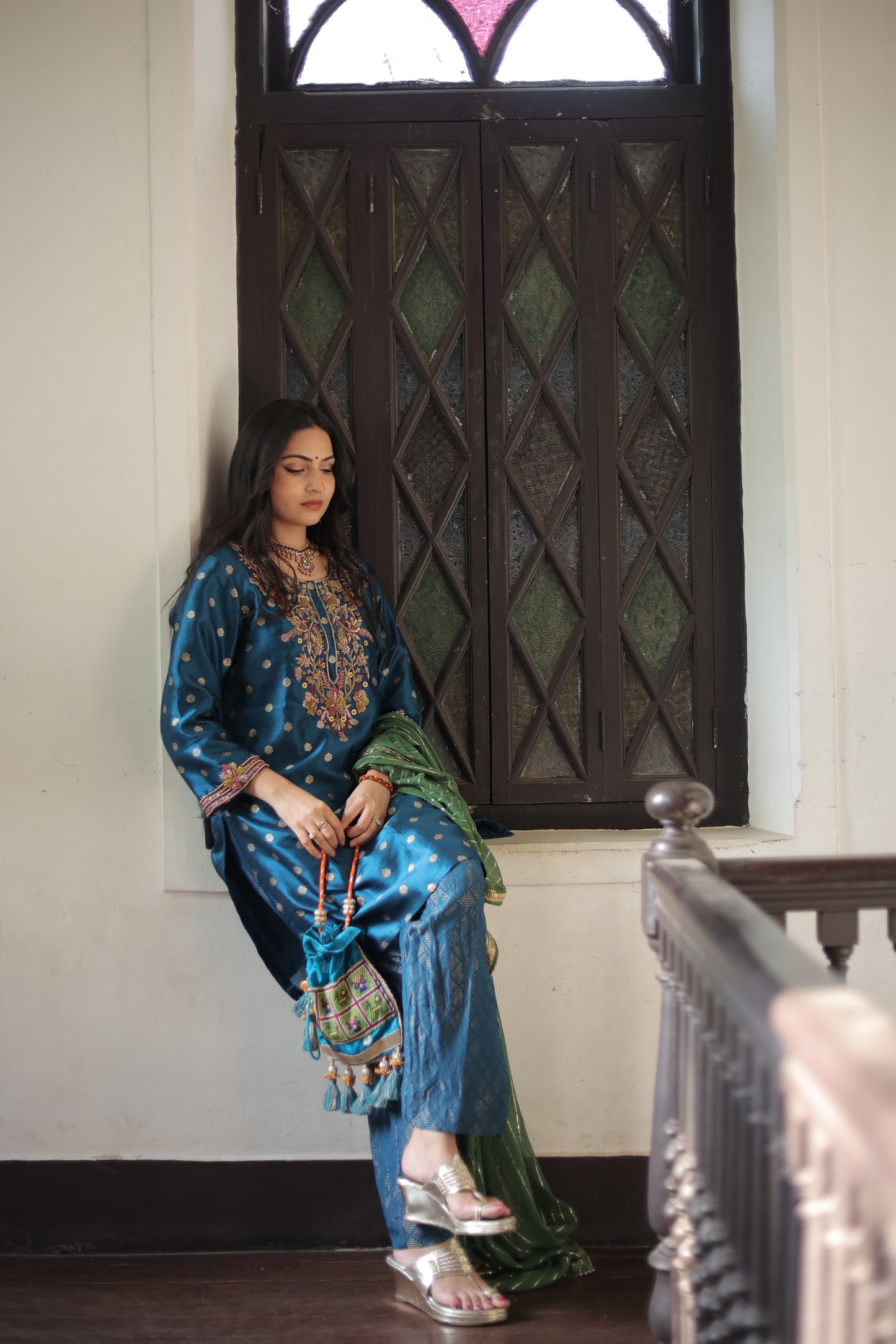 Blue Kurti-Set With Dupatta