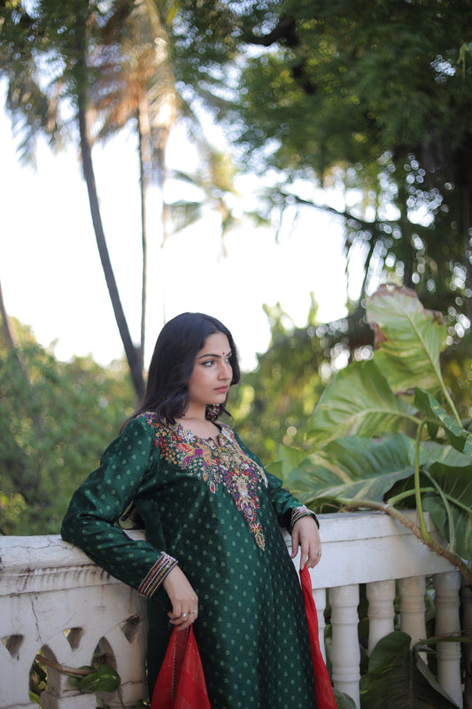 Green kurta-Sharara Set With Dupatta