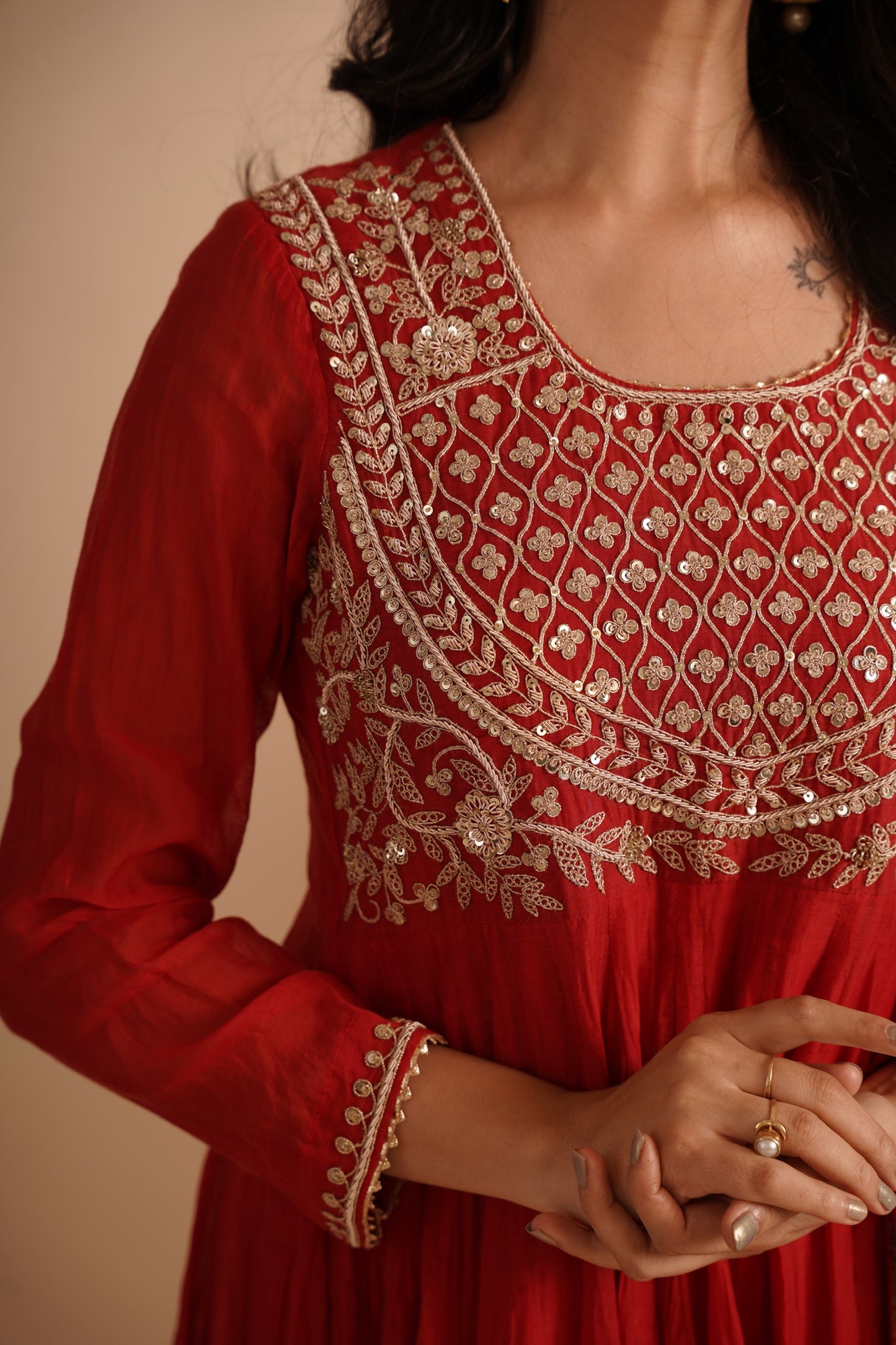 Red Anarkali Drees