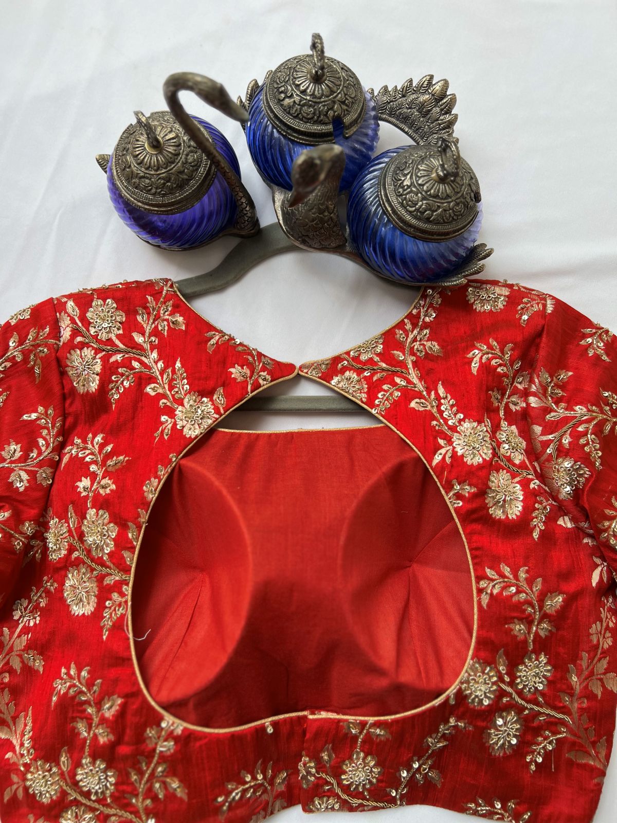 red zari blouse
