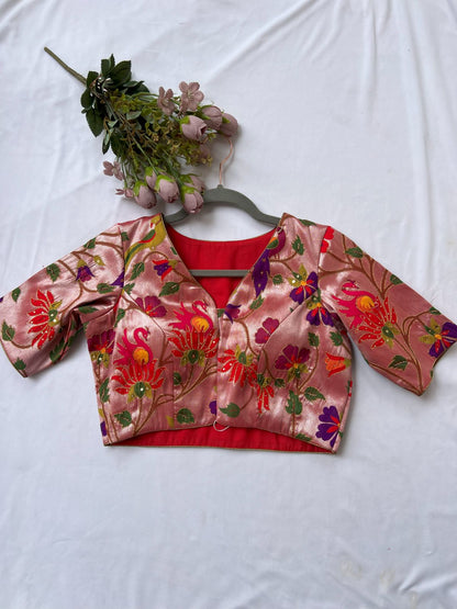 Red paithani blouse