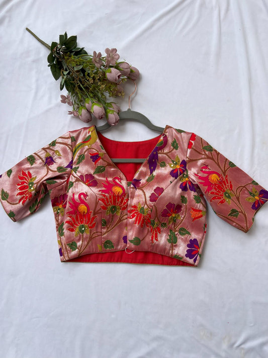 Red paithani blouse