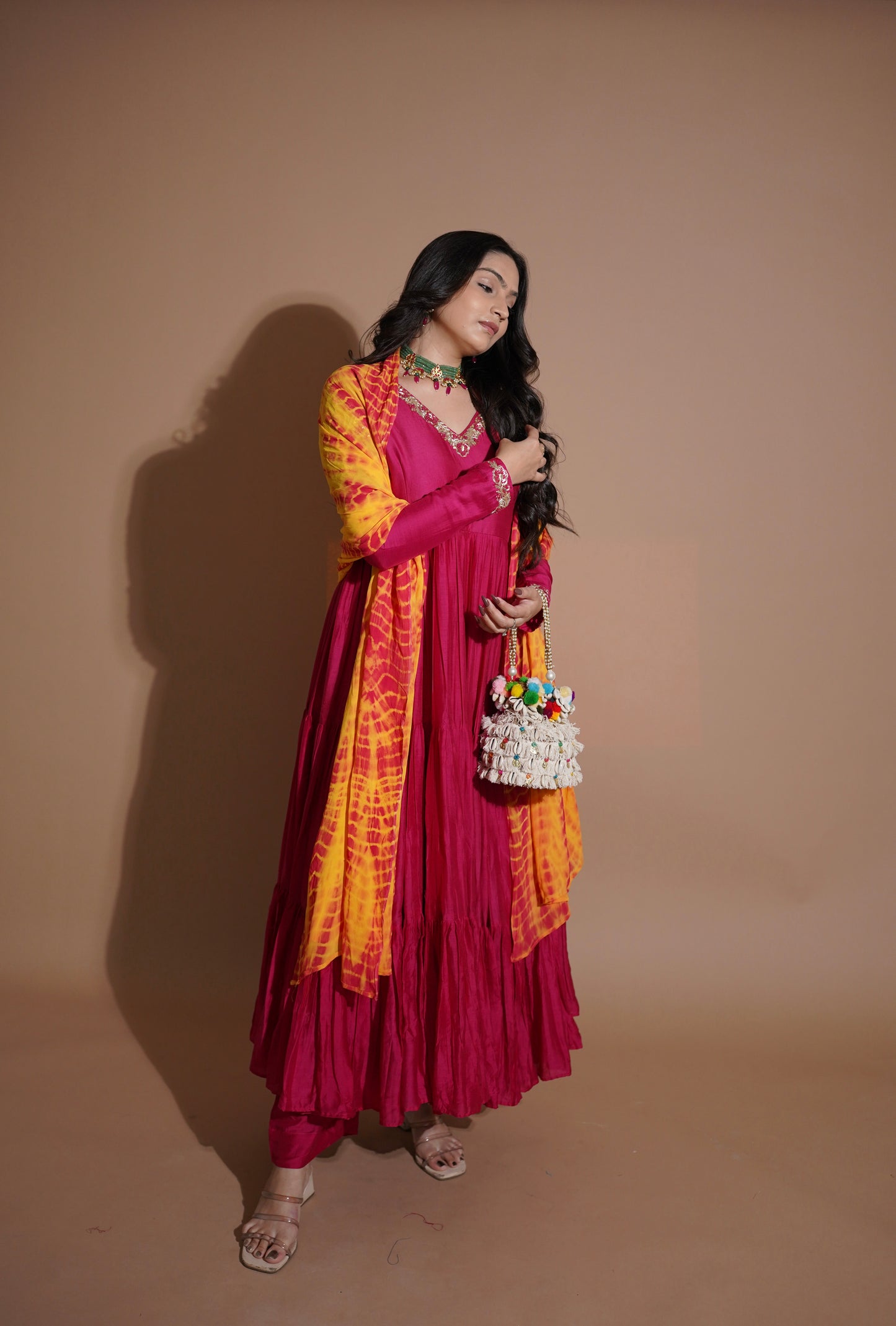Pink Magenta Anarkali Gown Dress