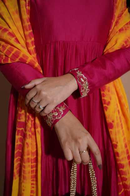 Pink Magenta Anarkali Gown Dress