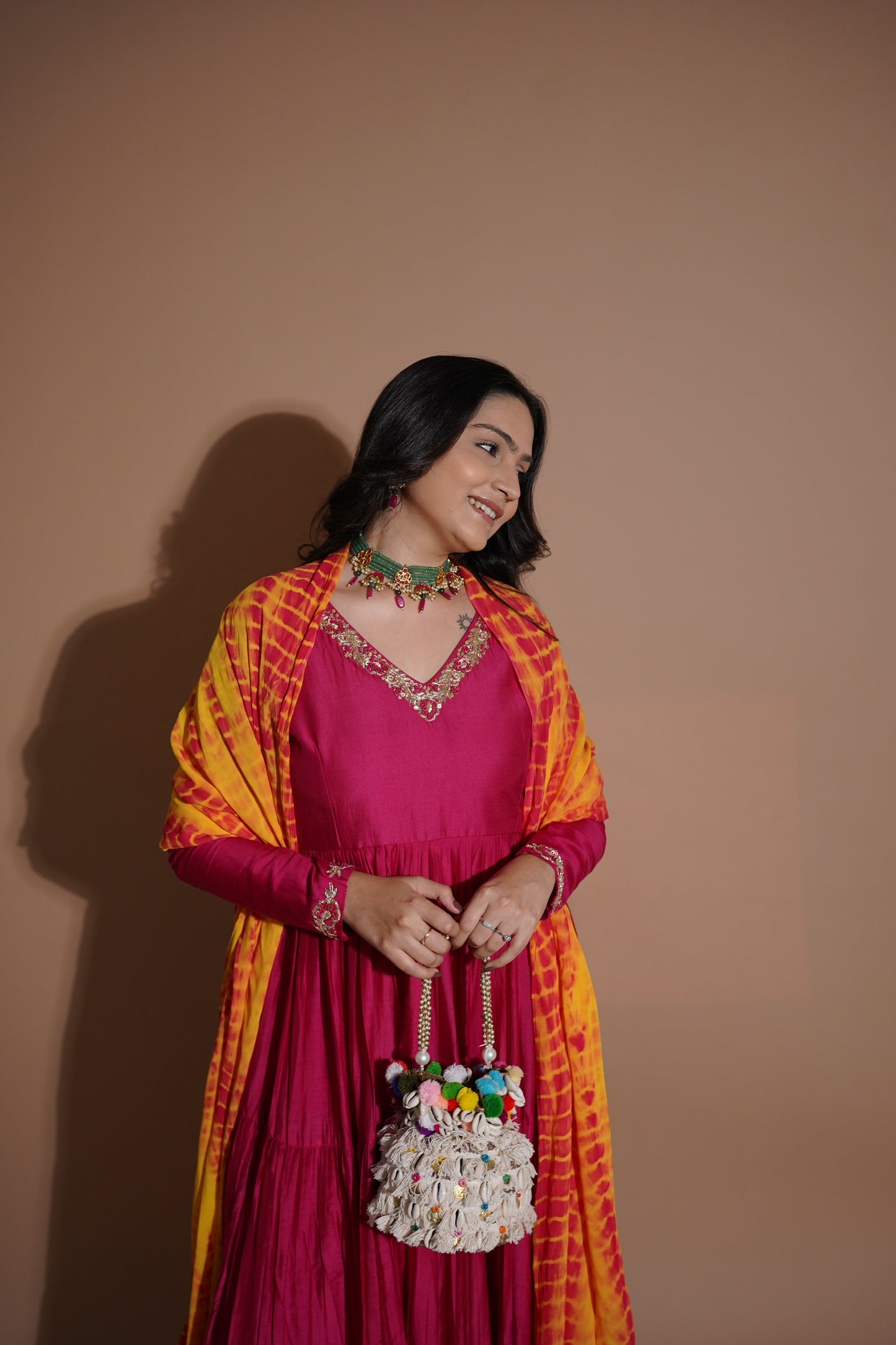 Pink Magenta Anarkali Gown Dress