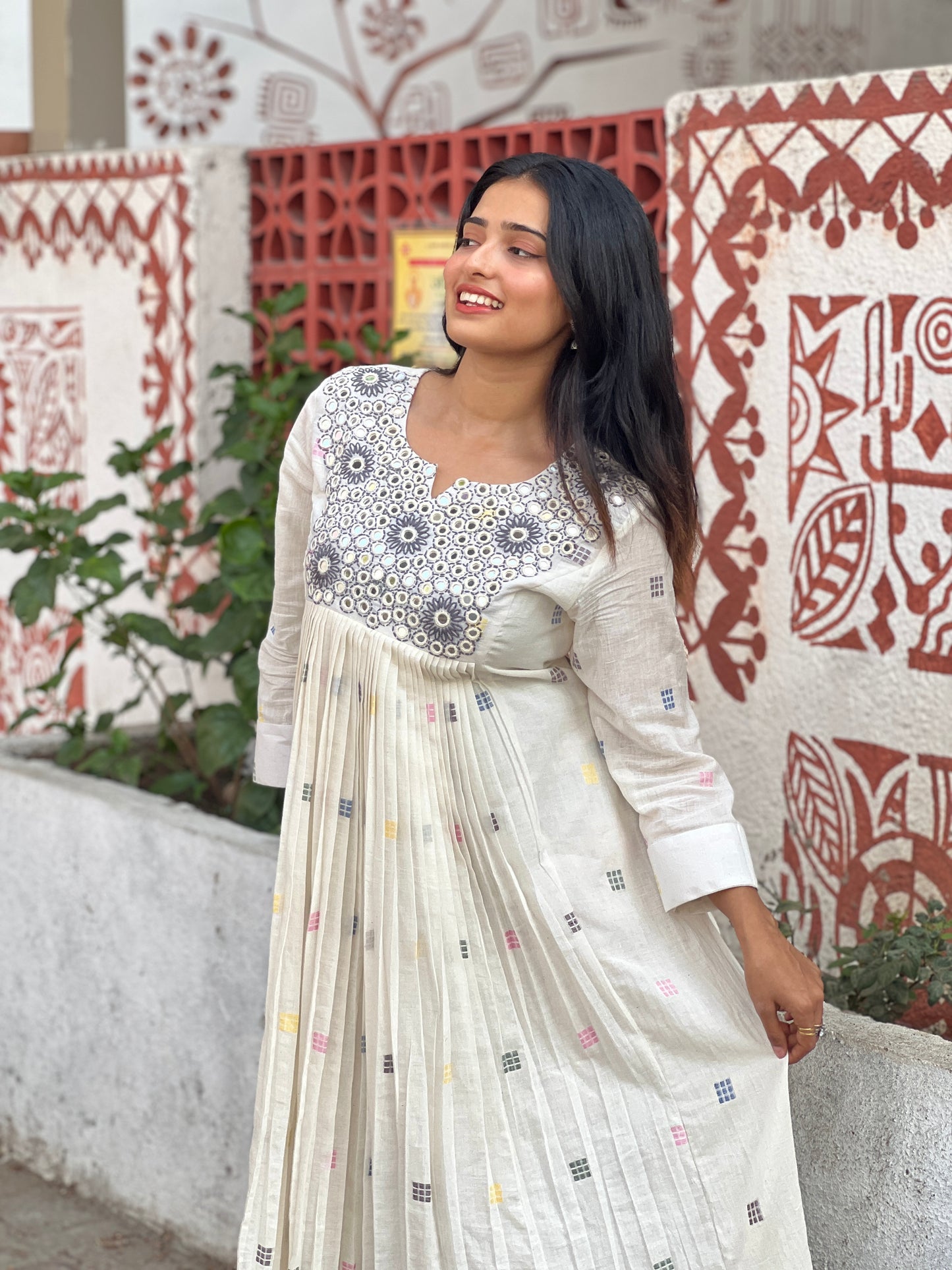 White Jamdani Dress