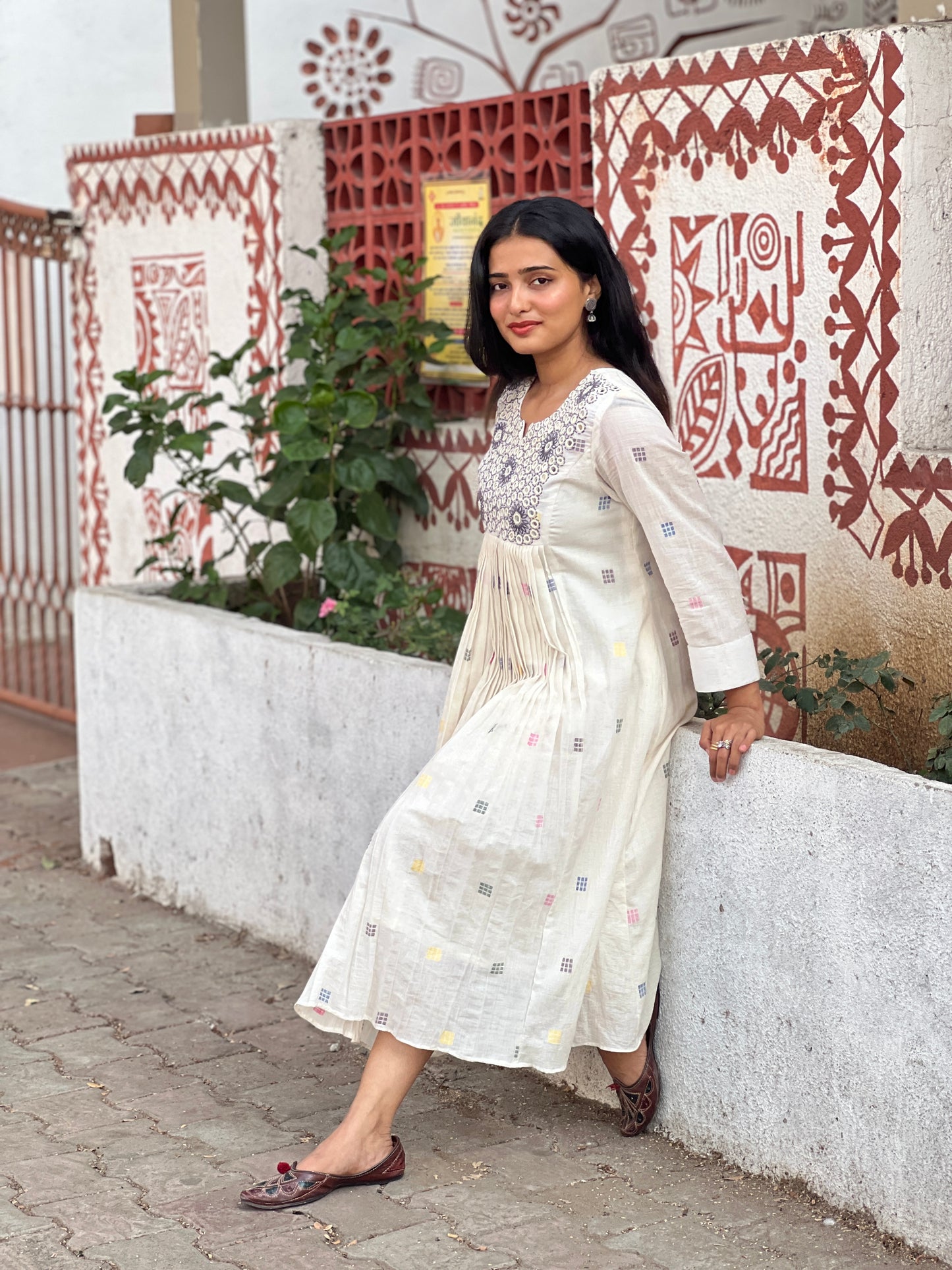 White Jamdani Dress