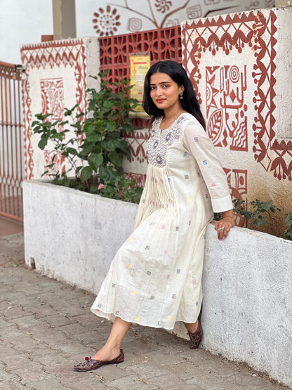 White Jamdani Dress
