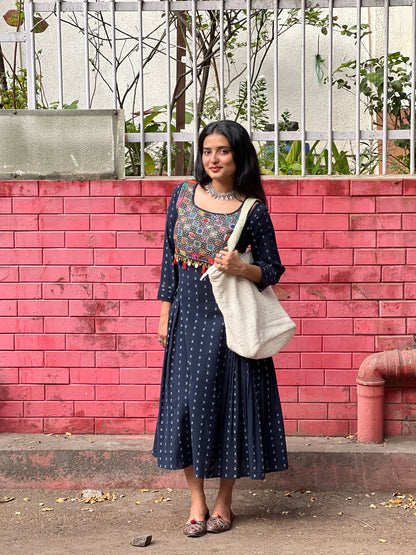 Blue Yok Pleated Dress