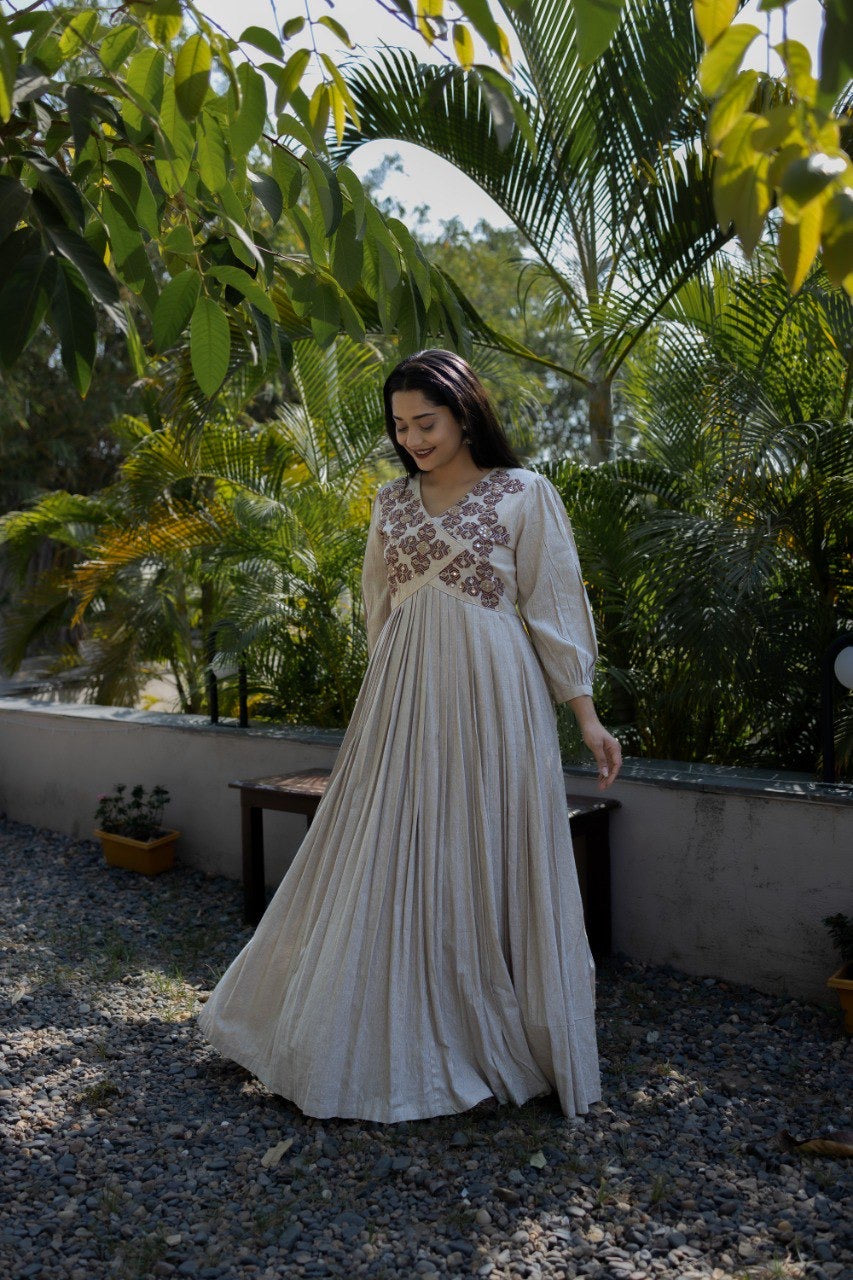 Cream Anarkali Dress