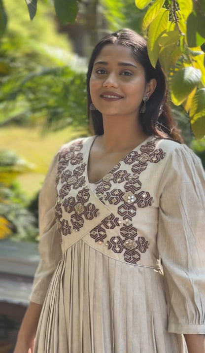 Cream Anarkali Dress