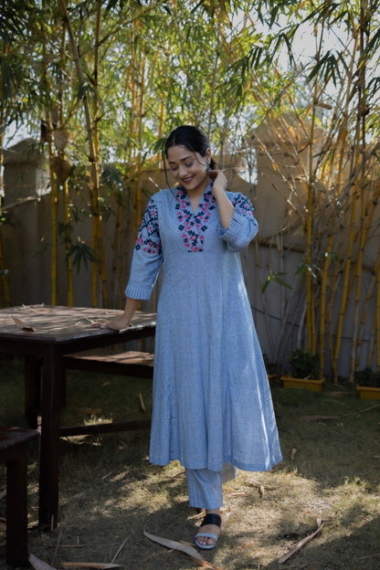 Blue Denim Kurti-Set