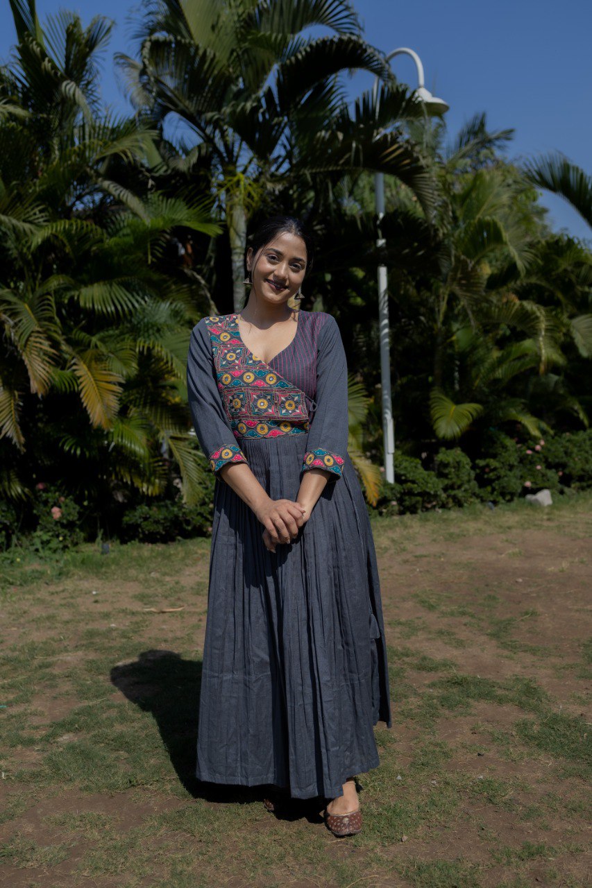 Gray Anrakha Anarkali dress