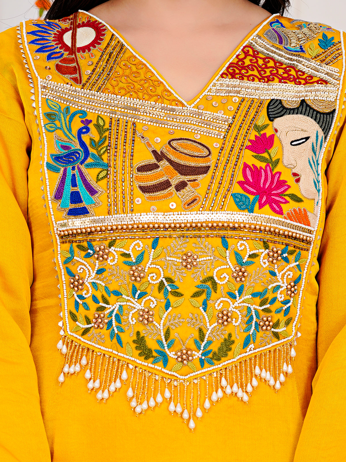 Yellow Kurti-Set With Duppata