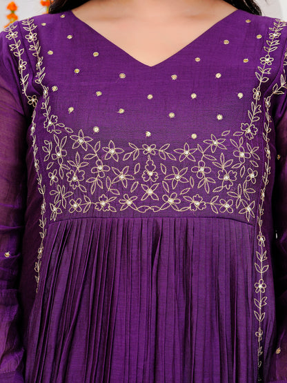Purple kurti-set with Duppata