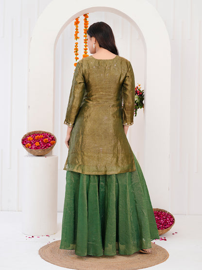 Green Kurta-Plazzo With Duppata