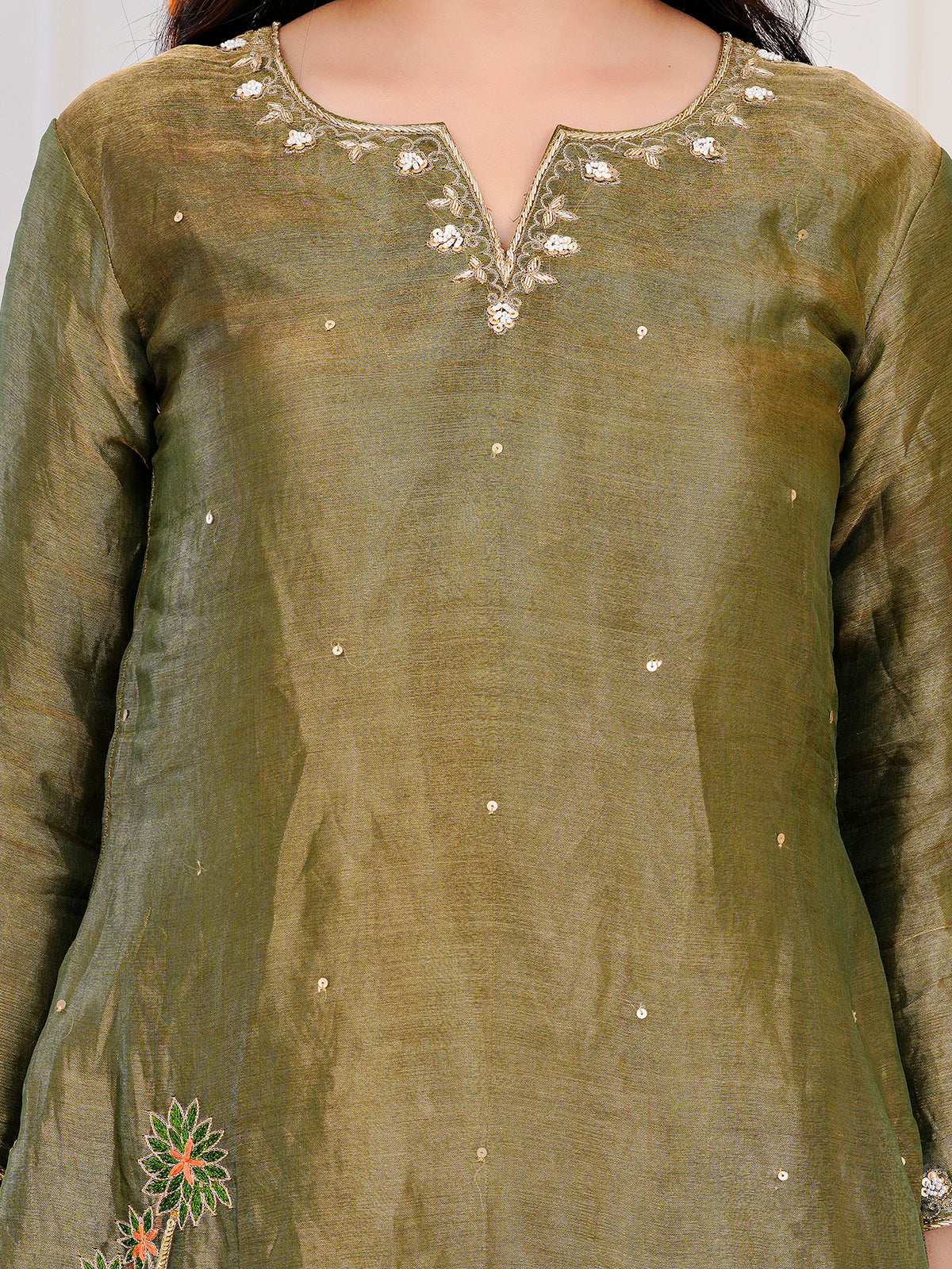 Green Kurta-Plazzo With Duppata