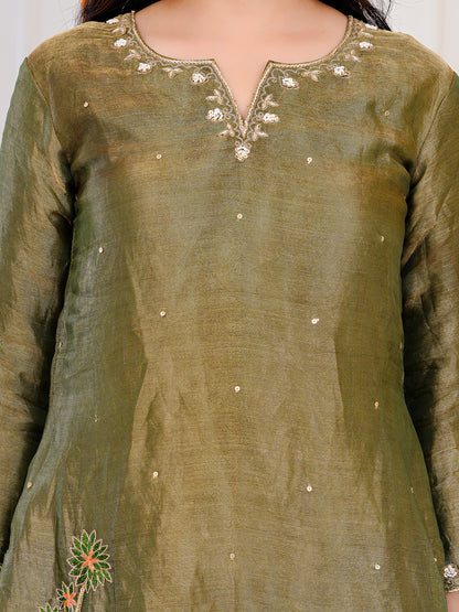 Green Kurta-Plazzo With Duppata