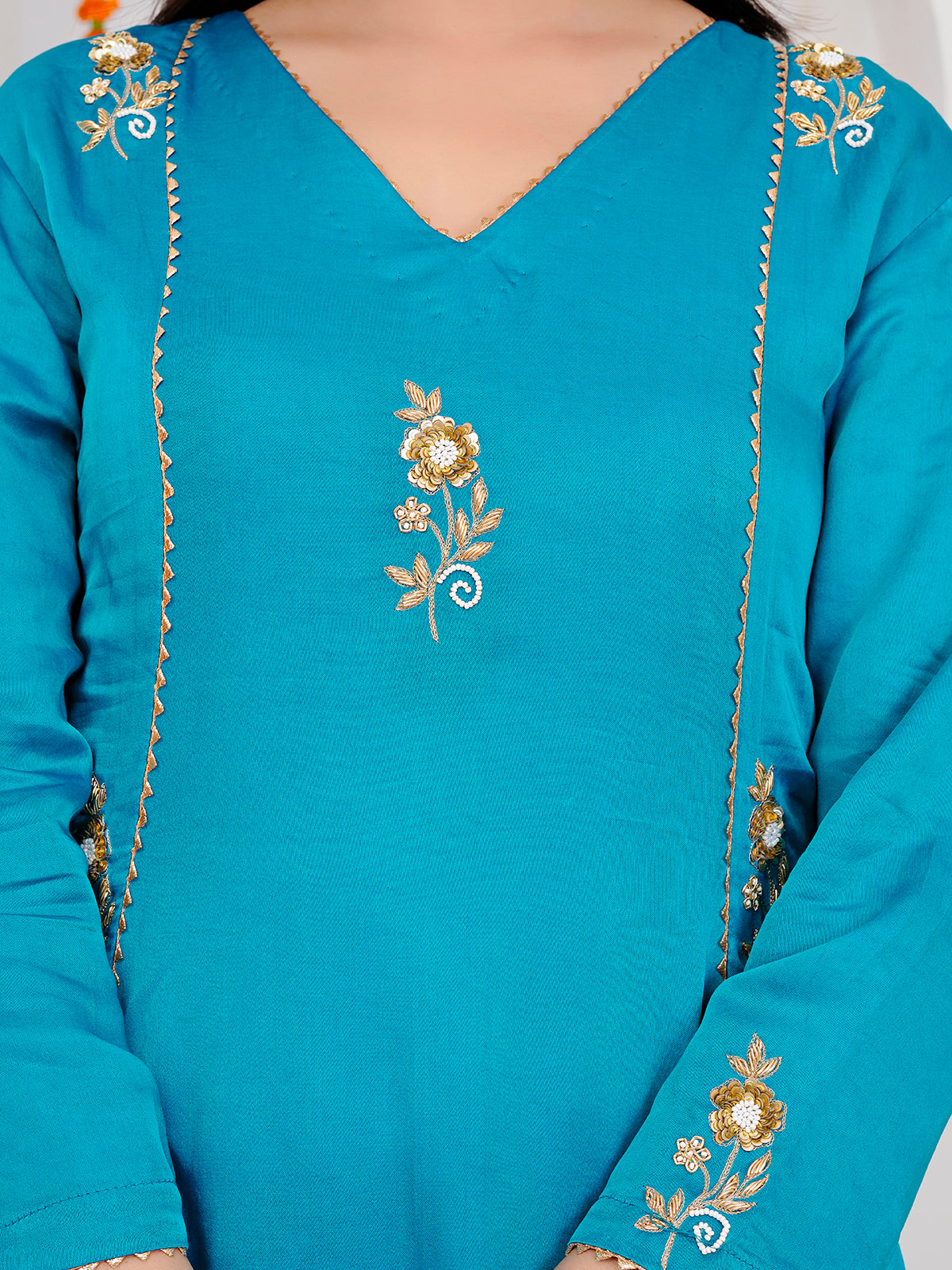 Sky Blue Kurti-Set With Duppata