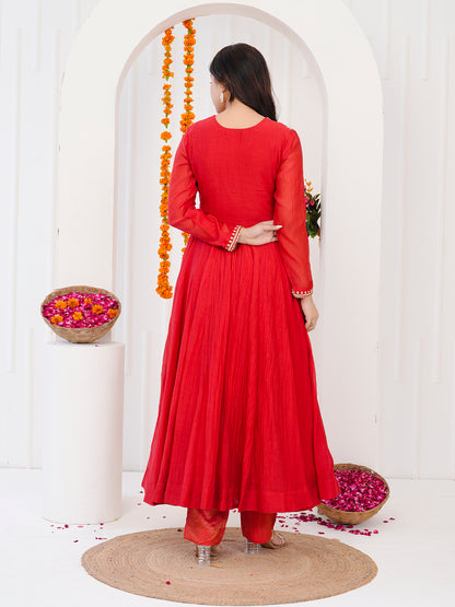 Red Anarkali Drees