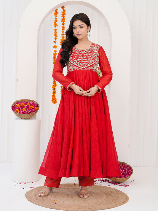 Red Anarkali Drees