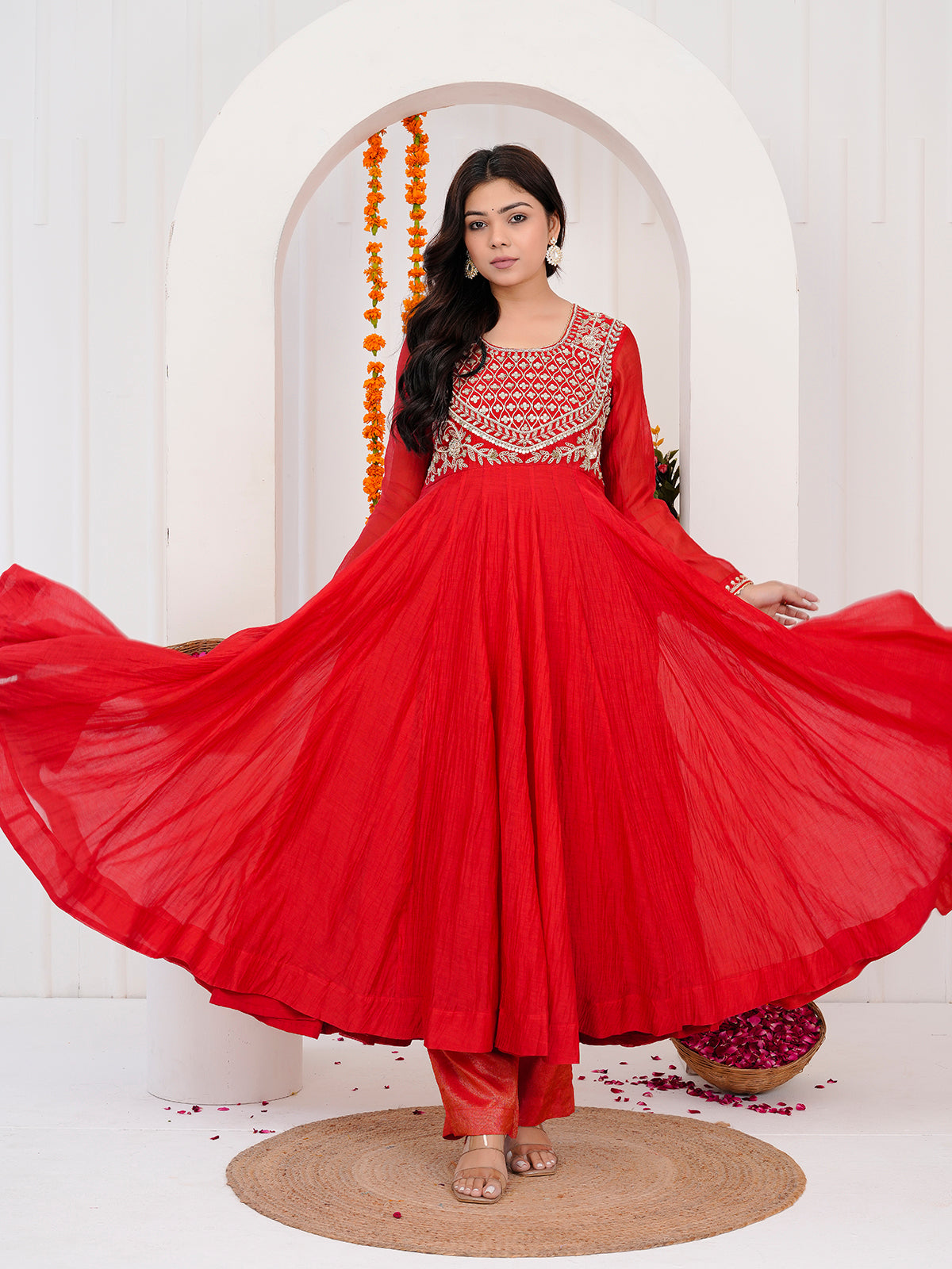 Red Anarkali Drees