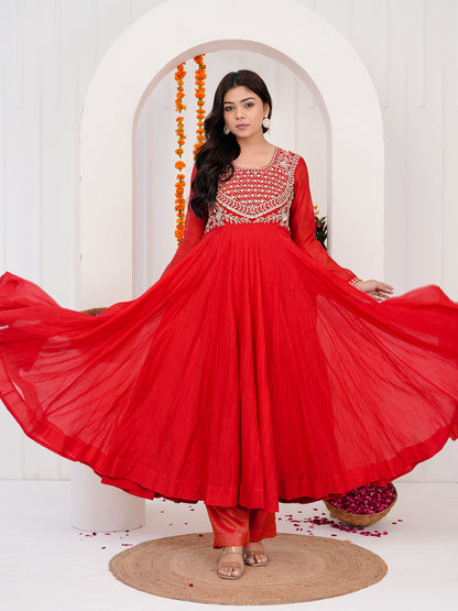 Red Anarkali Drees