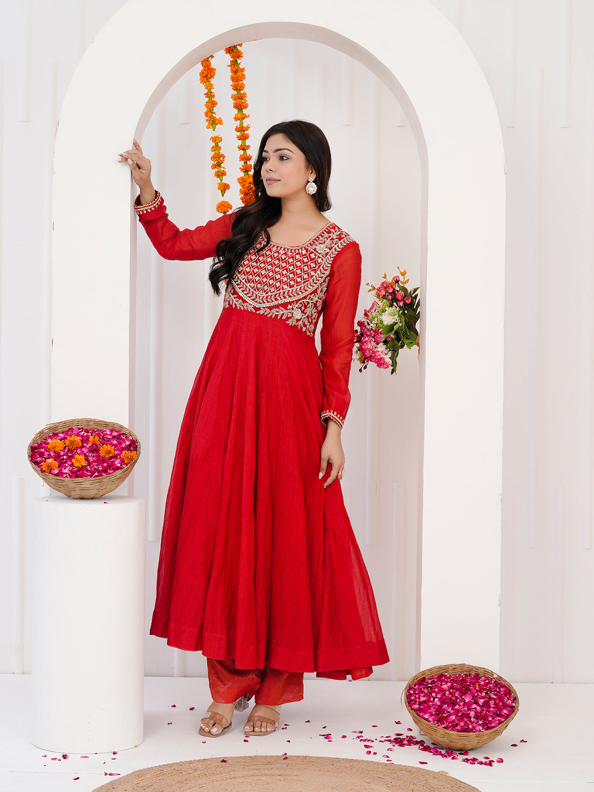 Red Anarkali Drees