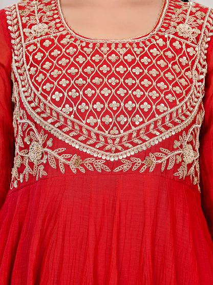 Red Anarkali Drees