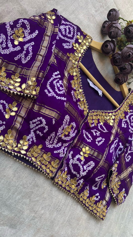 Purple Gaji Silk  Blouse